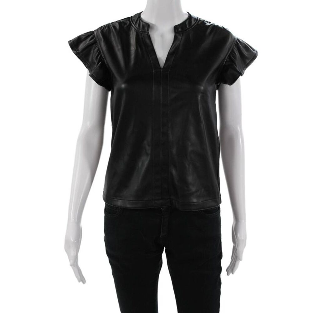 Dolce Cabo Womens V-Neck Sleeveless Black Biker Blouse Size XS
